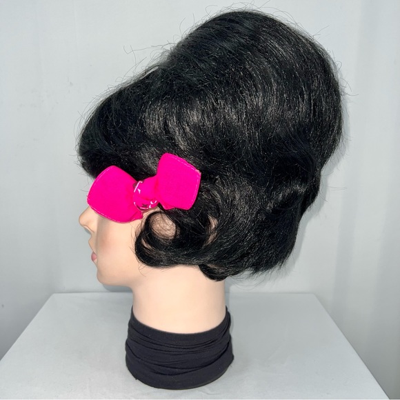 Neon Pink Paisley Rockabilly Bandana Knotted Hair Bow - Picture 5 of 11